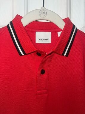 Burberry Kids Red Polo with Black & White Trim